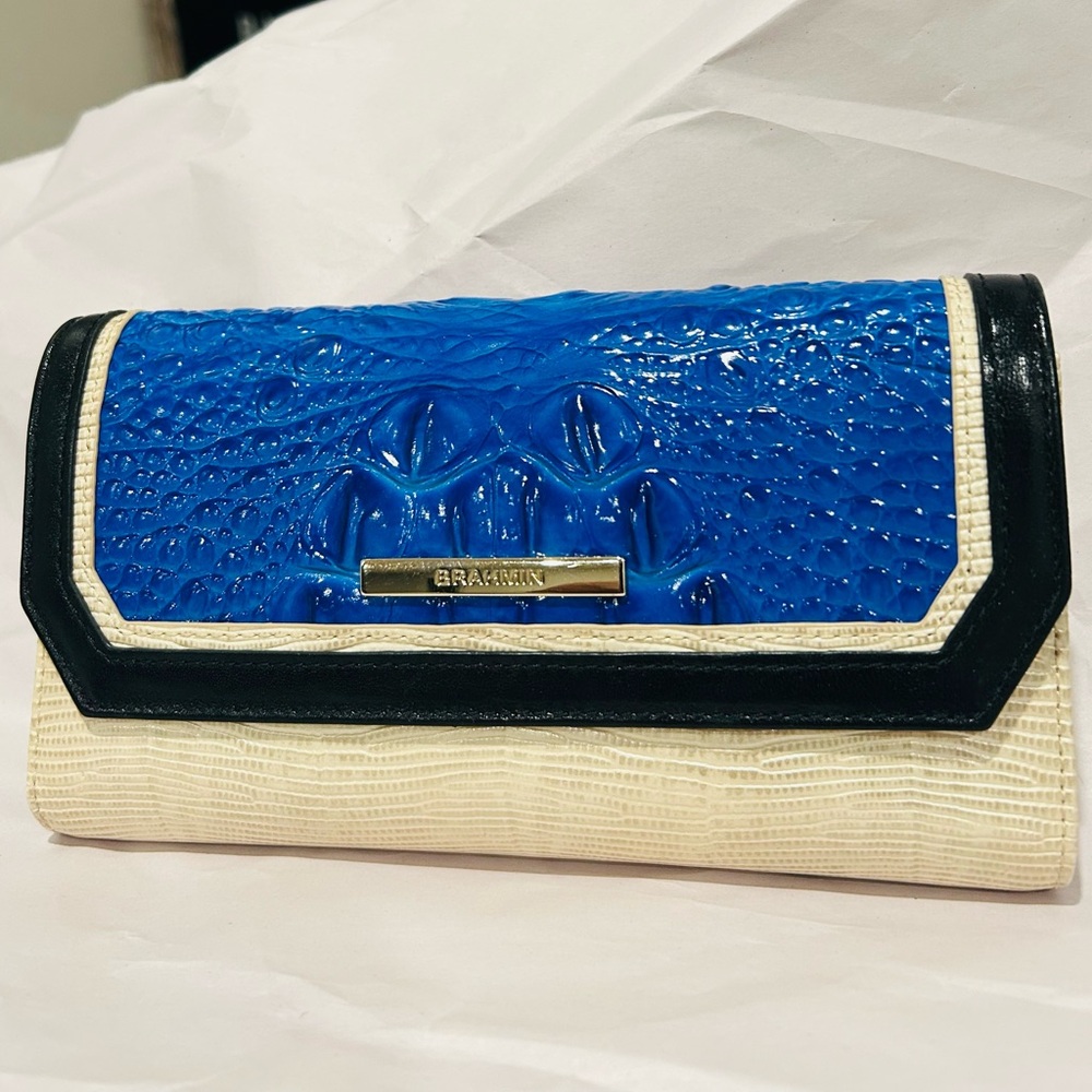 Brahmin Cobalt Laverne Checkbook Wallet